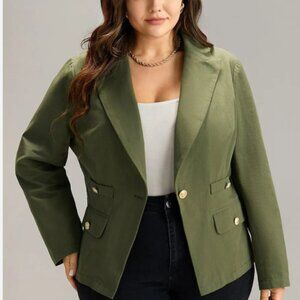 BloomChic Size XL 100% Cotton Olive Double-Breasted Blazer us 14